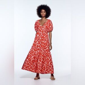 Zara Red Floral Maxi Dress